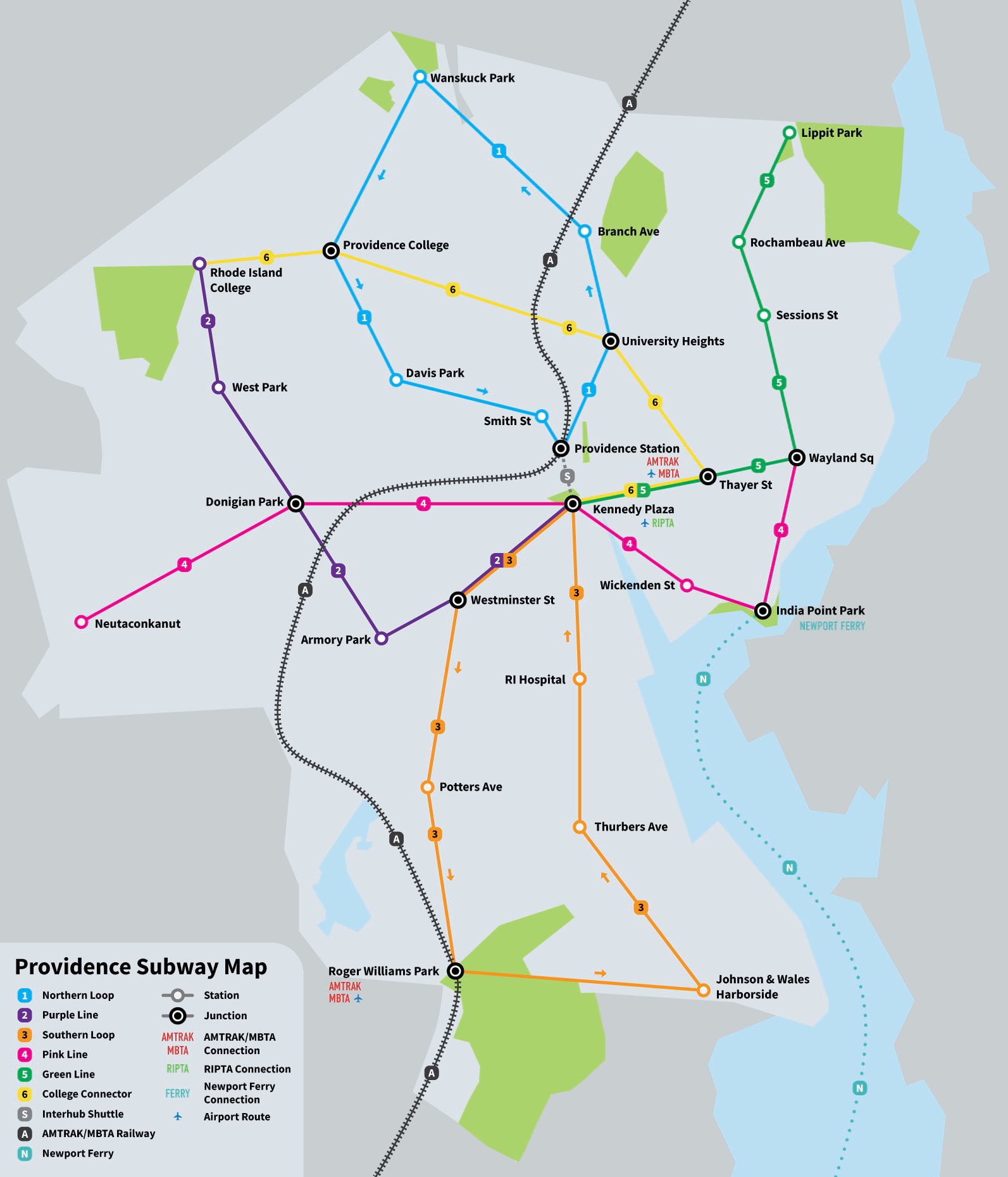 A fictional subway map of Providence, RI.